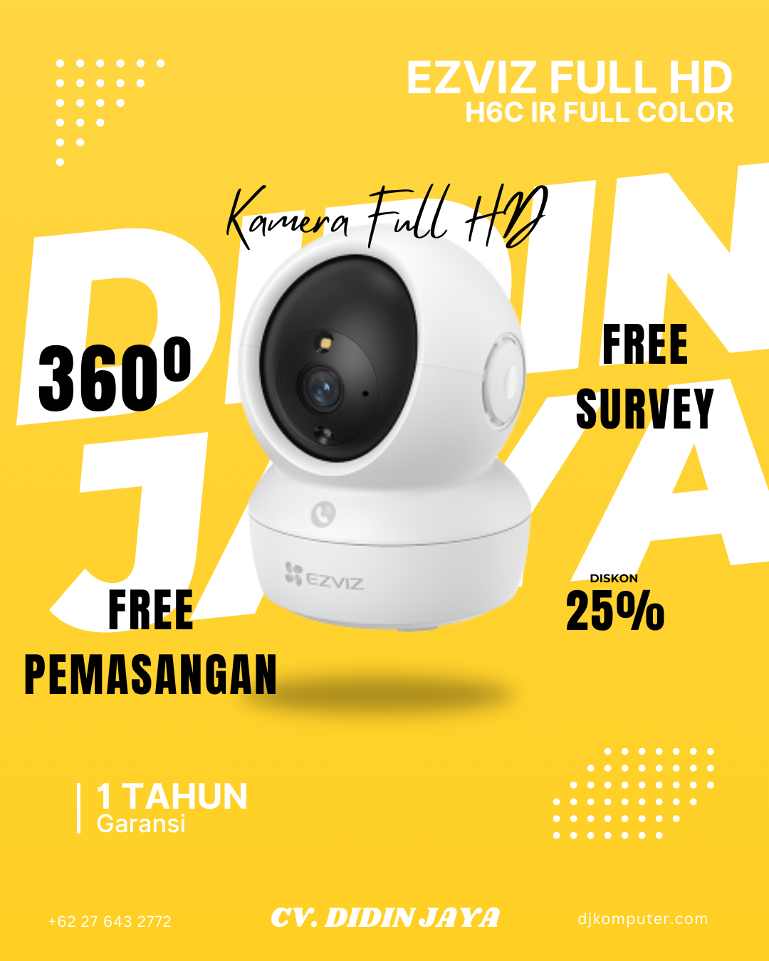 <p>Kamera Ezviz H6C dengan kualitas tinggi berada di area Kediri Tulungagung Nganjuk Trenggalek Blitar Jombang Malang dengan garansi 1 tahun dan memiliki kualitas terbaik pada masanya. Kecepatan koneksi dan perekaman yang terbaik memberikan kamera ini sangat bermanfaat untuk anda.</p>